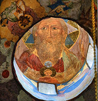 Церковь Иоанна Предтечи в Рощенье. Фреска в куполе: Отечество (Отец, Сын, Дух Святой)