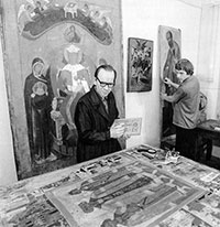 Николай Иванович и Иван Николаевич Федышины в мастерской музея. 16 ноября 1977 г.