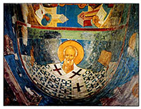 «Николай Чудотворец», фреска в Соборе Рождества Богородицы Ферапонтовского монастыря, 1502 г.