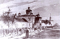 Покровская церковь Ниловой пустыни. Рис. И. Ф. Тюменева. 1882 г.