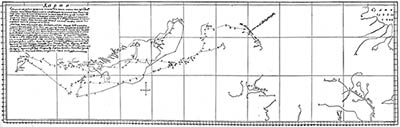 Карта плавания пакетботов «Св. Павел» и «Св. Петр» в северо-западной Америке в 1741 г.