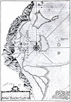 Рукописная копия плана гавани Св. Павла в заливе Игунок на острове Уналашка
