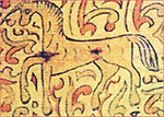 Мифический зверь единорог. Роспись коробьи. Район Великого Устюга XVII век.