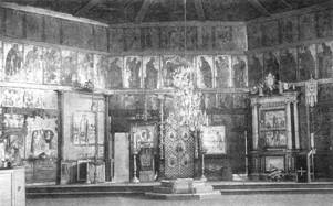 Тябловый иконостас в Покровской церкви с. Анхимово. Фото 1955 г