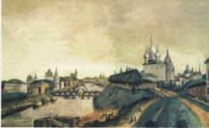 Вид Вологды. Акварель. Середина XIX в.