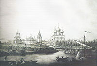 Софийский собор на гравюре А. Скино по рисунку А. Ушакова, 1853 г.
