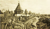 Вид Вологодской крепости в начале XVII в. Репродукция с картины