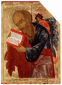 Апостол Иоанн Богослов. Вторая четверть XVI в. Икона из Леонтьевской церкви в Вологде.