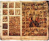 Воскресение – Сошествие во ад, со сценами земной жизни Христа и праздниками.
Икона письма Дионисия Дмитриева Гринкова. 1567/1568 год. Происходит из Ильинской церкви в г. Вологде. 