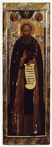 Св. прп. Сергий Нуромский. Икона XVII в. Поступила в Вологодский музей-заповедник из действующей Крестовоздвиженской церкви г. Грязовца, куда она попала из закрытого Спасо-Нуромского монастыря. 