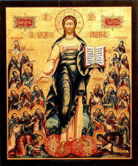 Спас Вседержитель с вологодскими святыми. Дмитрий Сумороков, Иван Дмитриевич Сумороков. 1779, Вологда