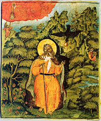 Илья Пророк в пустыне.
Иконописец – Евтихиев Федор (Зубов Федор Евтихиев Устюженец). 1672 г. Происходит из церкви Ильи Пророка в г. Ярославле.