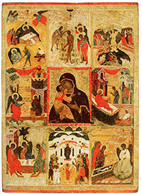 Икона «Богоматерь Владимирская, с праздниками». 1548/1549 г.