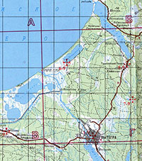 Фрагмент листа 8 из 2-го тома Церковно-исторического атласа Вологодской области. Шифр 6-9 – Лужандозерская Троицкая мужская пустынь