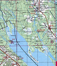Фрагмент листа 69 из 2-го тома Церковно-исторического атласа Вологодской области. Шифр 13-21 – Успенская Подольская и Михайло-Архангельская Подольская церкви
