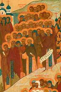 Преподобный Симон Воломский (2-й ряд, 5-й слева).