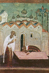 Икона «Св. Прокопий Устюжский, с житием в 24 клеймах. Строгановский мастер, работавший в Великом Устюге 1602 