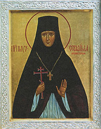 Икона «Преподобномученица Серафима, игумения Ферапонтова монастыря». Икона написана в Серафимо-Дивеевском монастыре в 2001 г.