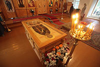 Рака с мощами прп. Сергия Нуромского в Спасской Нуромской церкви (приписная церковь Свято-Троицкого Павло-Обнорского монастыря)