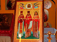 Икона новомучеников (священники Николай Подъяков, Прокопий Попов и Виктор Усов)