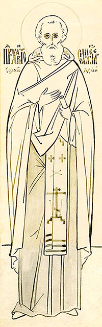 Прп. Харитон. Монахиня Иулиания (Соколова). Рисунок. Сергиев Посад. 1957-1980 годы. Прорись – образец иконописного кружка. Собрание Иконописной школы