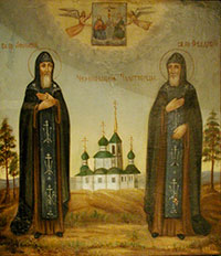 Икона св. пр. Афанасия и Феодосия Череповецких чудотворцев