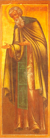 Икона «Преподобные Димитрий и Игнатий Прилуцкий с обителью». Вторая половина 18 века. 