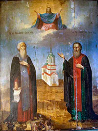 Преподобные Евфимий и Харитон игумены Сянжемские. Икона Ильинско-Засодимской церкви на Ильинском погосте в 3 километрах от г. Кадников