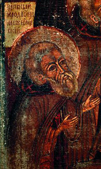 Прп. Иродион Илоезерский. Фрагмент иконы «Богоматерь с Младенцем, с Белозерскими чудотворцами». Кон. XVII – 1-я пол. XVIII в. (Белозерский обл. краеведческий музей)