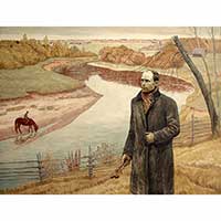 В минуты музыки. Поэт. 1986 г. Худ. Евгений Соколов. Холст на оргалите, левкас, яичная темпера (ферапонтовские пигменты)