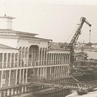 Пассажирский дебаркадер Великого Устюга в 1970-е годы.