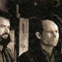 В. Астафьев, М. Корякина, В. Коротаев, Н. Рубцов в мастерской краеведческого музея. Дата съемки: август 1969 г.