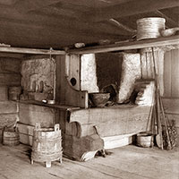 Часть интерьера избы Третьяковых. Дер. Гарь Каргопольского уезда
