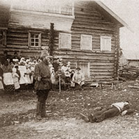 Исполнение драмы «Атаман». Дер. Войнаволок (Кижи). 1926 г.