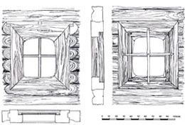Обмерные чертежи. Косящатое окно южного фасада