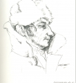 А.Бабаев. "В. Корбаков в зимней шапке". 1974. Бумага, авторучка//Владимир Корбаков. Меня рисуют друзья: Альбом. – М., 2005