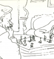 М.Соколов. "Корбаков, играющий в шахматы с поэтом Ледневым". 1977. Бумага, карандаш//Владимир Корбаков. Меня рисуют друзья: Альбом. – М., 2005