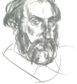 В.Сергеев. "Портрет В. Корбакова". 1979. Бумага, уголь//Владимир Корбаков. Меня рисуют друзья: Альбом. – М., 2005