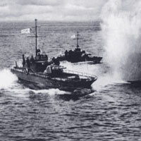 Бой ведут катера Онежской военной флотилии, 1943 г.