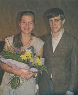 Исполнители главных ролей в «Вальсе» Карина Андоленко и Леонид Бичевин на встрече со зрителями в Вологде